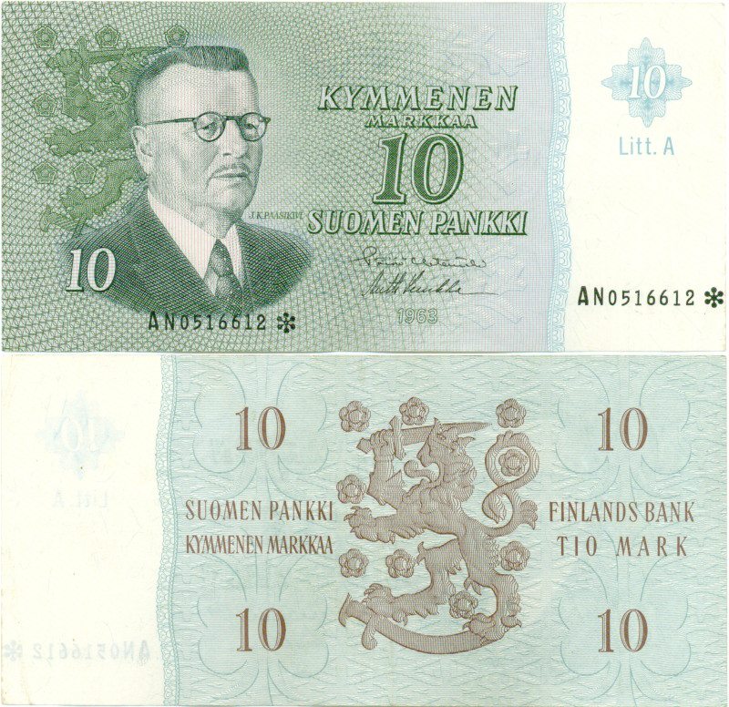 10 Markkaa 1963 Litt.A AN0516612* kl.5